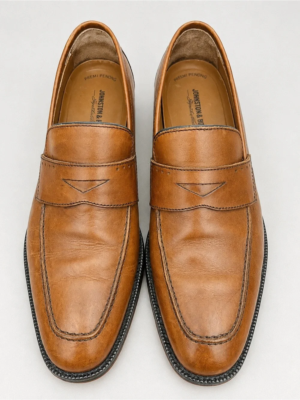 Johnston & Murphy Cognac Leather Penny Loafers